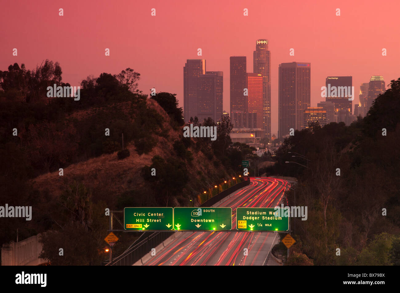 Route 110, Los Angeles, California, United States of America, North America Stock Photo
