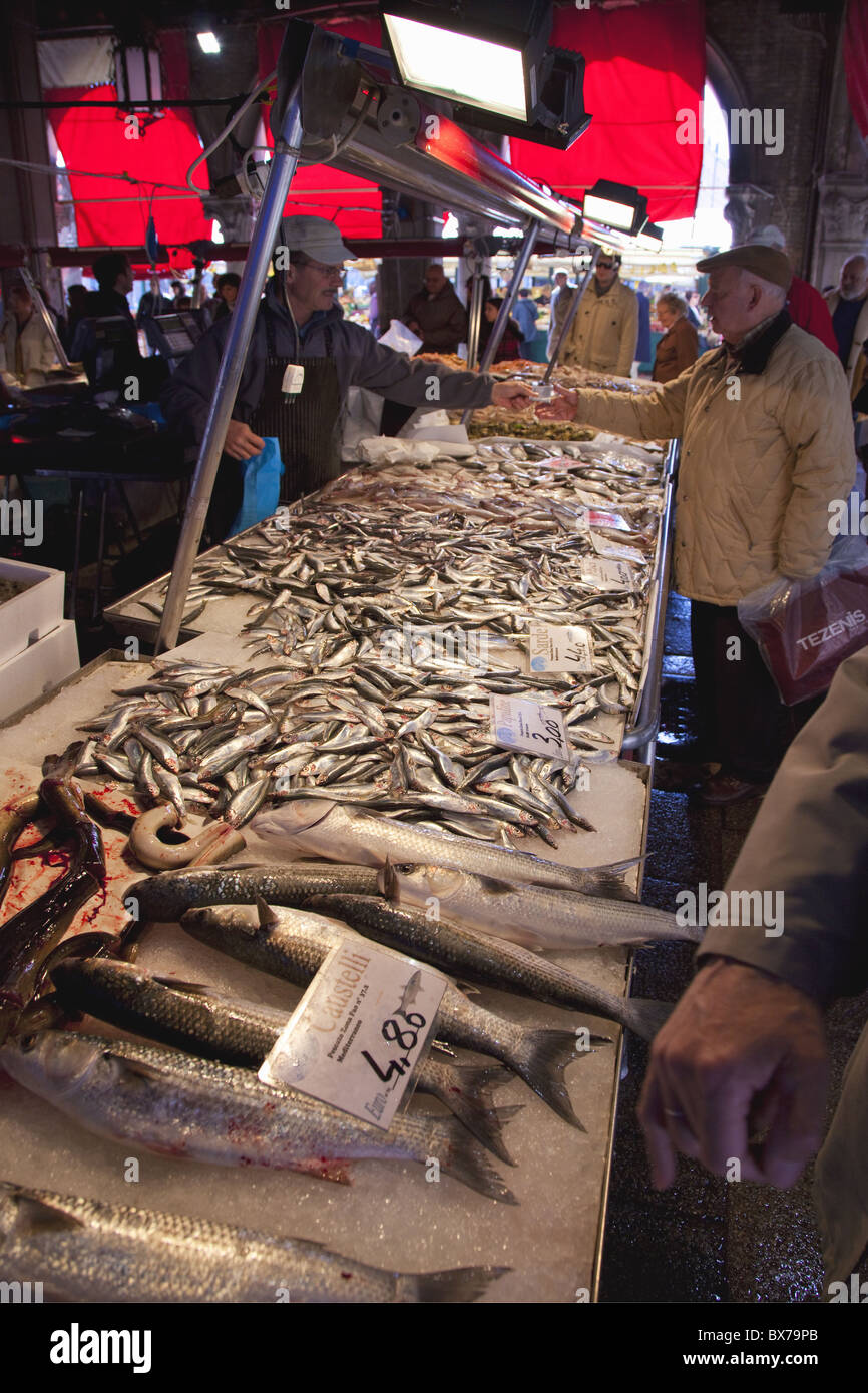 Fish market, Rialto, Venice, Veneto, Italy, Europe Stock Photo