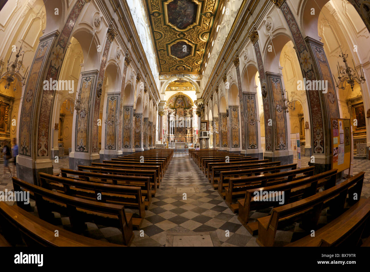 Baroque Nave of Cathedral of St. Andrew (Duomo di San Andreas), Amalfi, UNESCO World Heritage Site, Campania, Italy, Europe Stock Photo