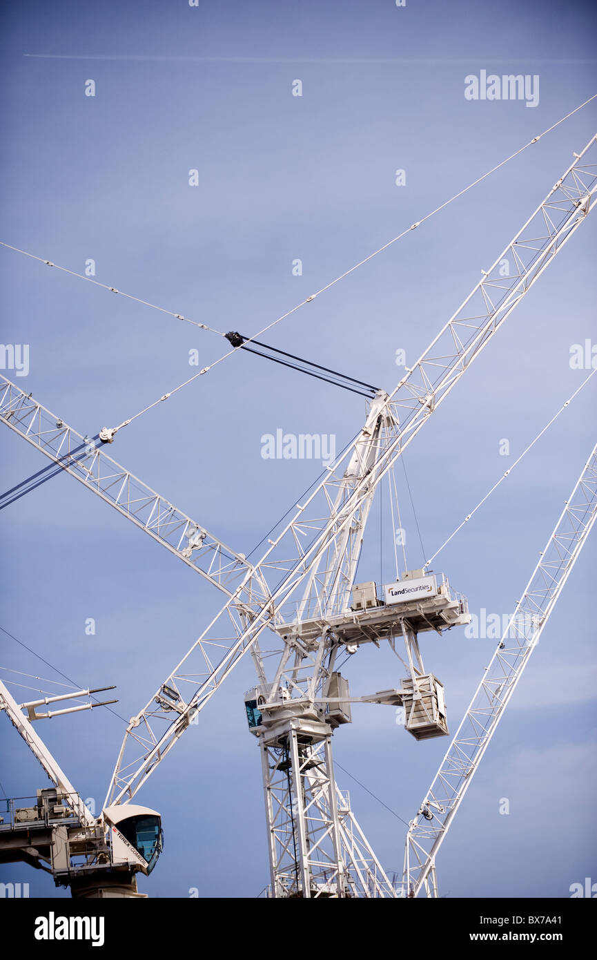 Cranes against dark sky Stock Photo - Alamy
