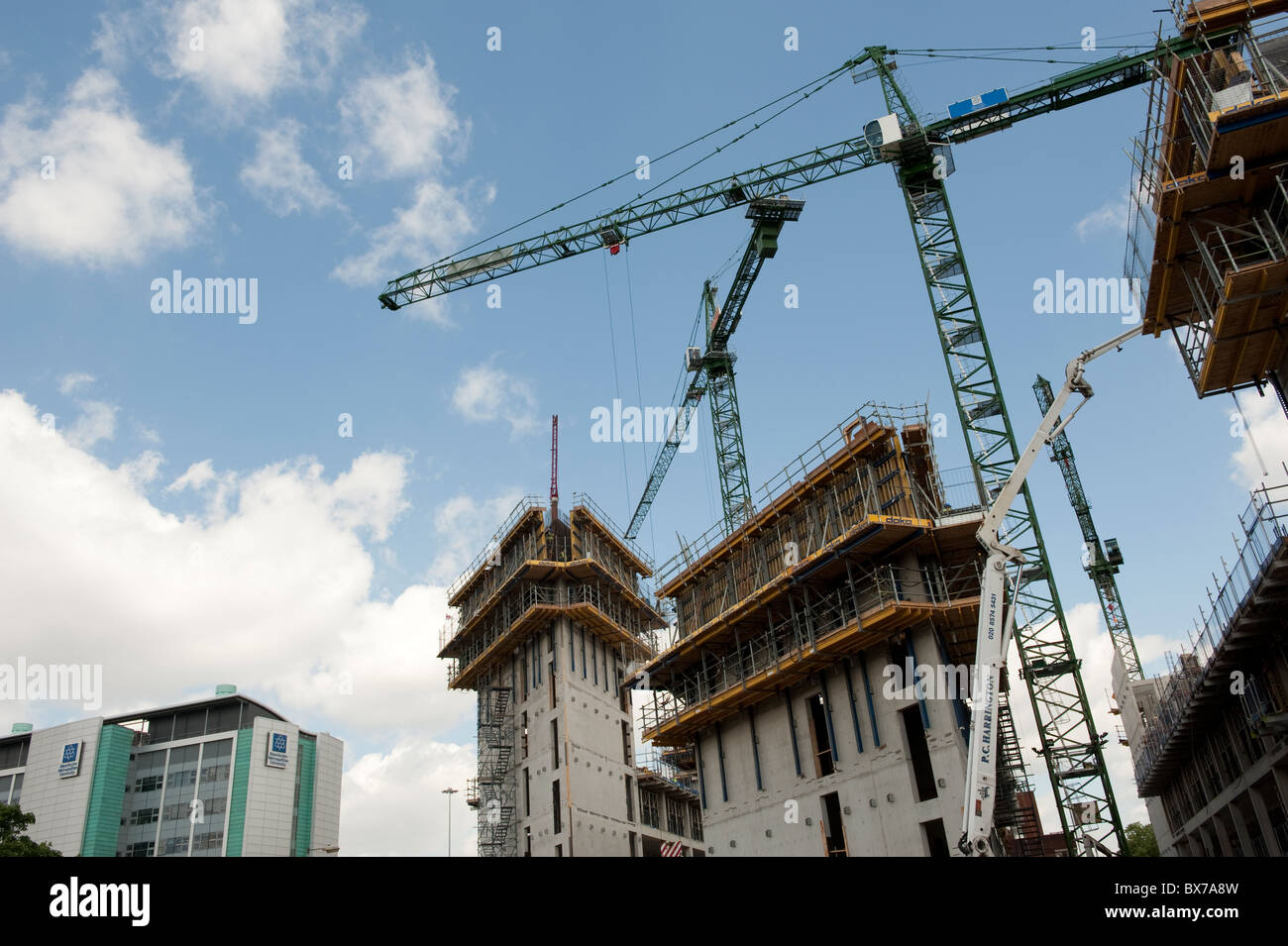 Cranes at Building Site Stock Photo