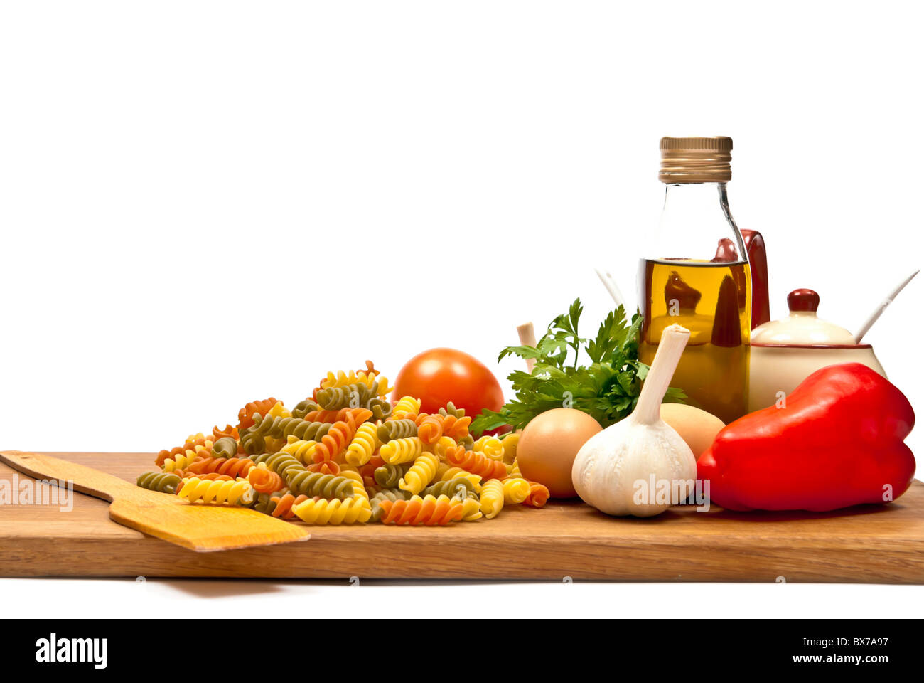 Spaghetti and vegetables in italian cuisine Stock Photo