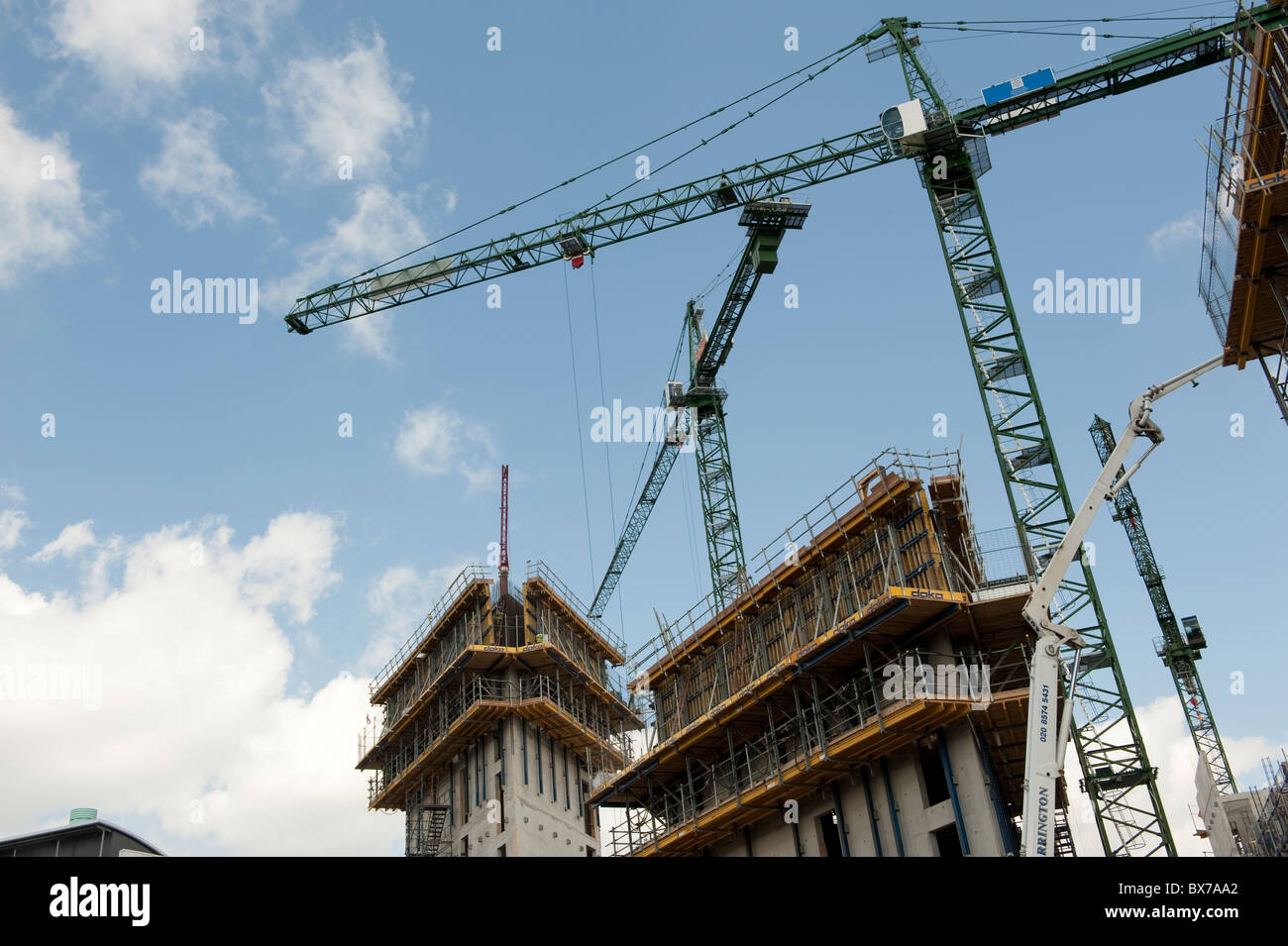 Cranes at Building Site Stock Photo