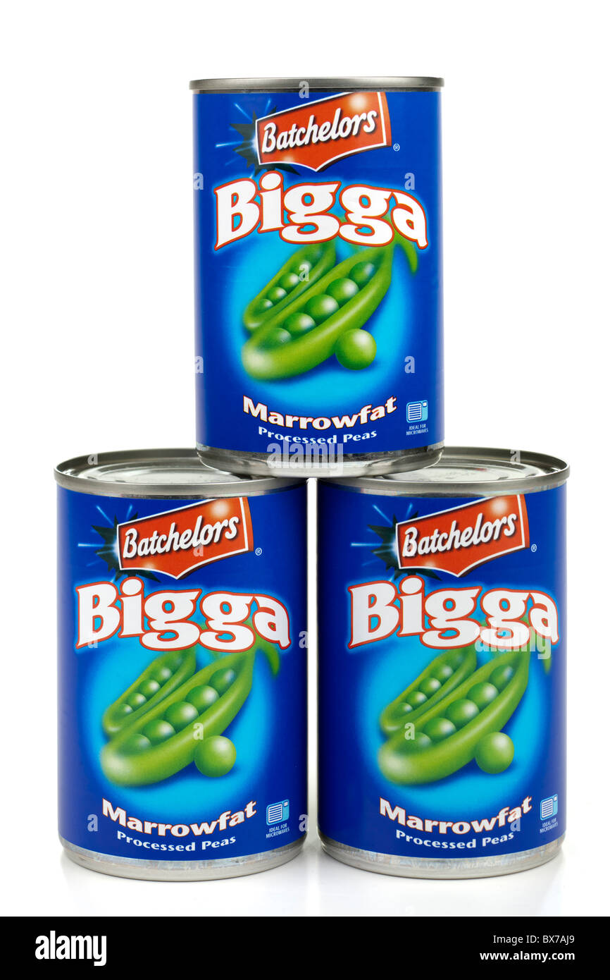 Three tins of Batchelor's Bigga Marrowfat peas Stock Photo