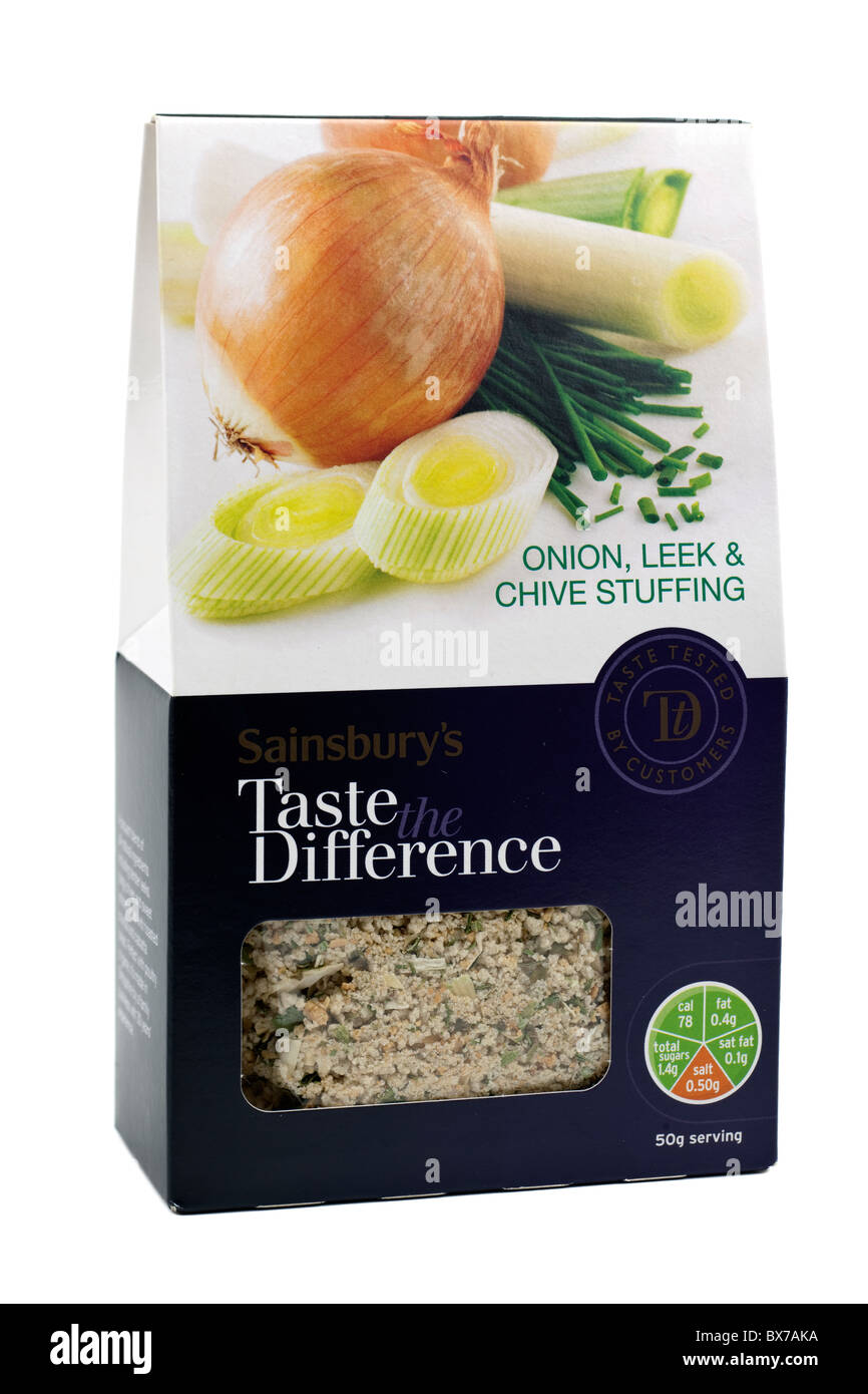 Sainsbury's taste the difference onion leek and chive stuffing mix Stock Photo