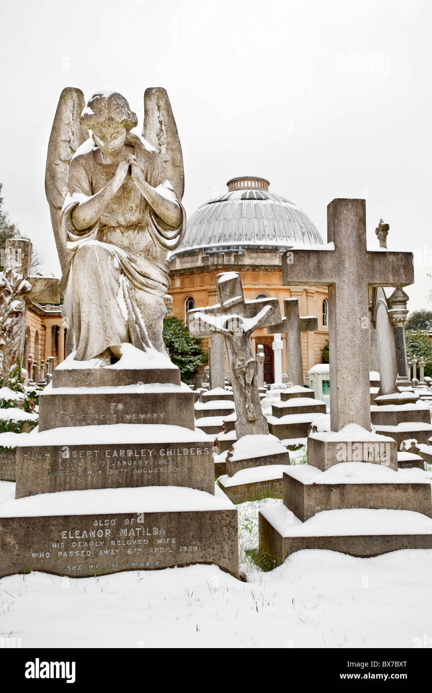 Brompton Cemetery in winter. London, England Stock Photo