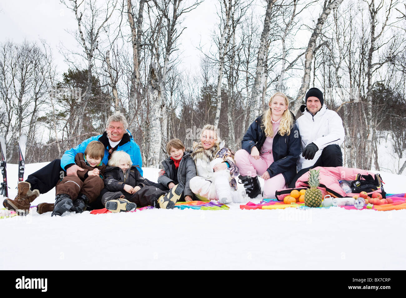 Family portrait in snow Stock Photo - Alamy