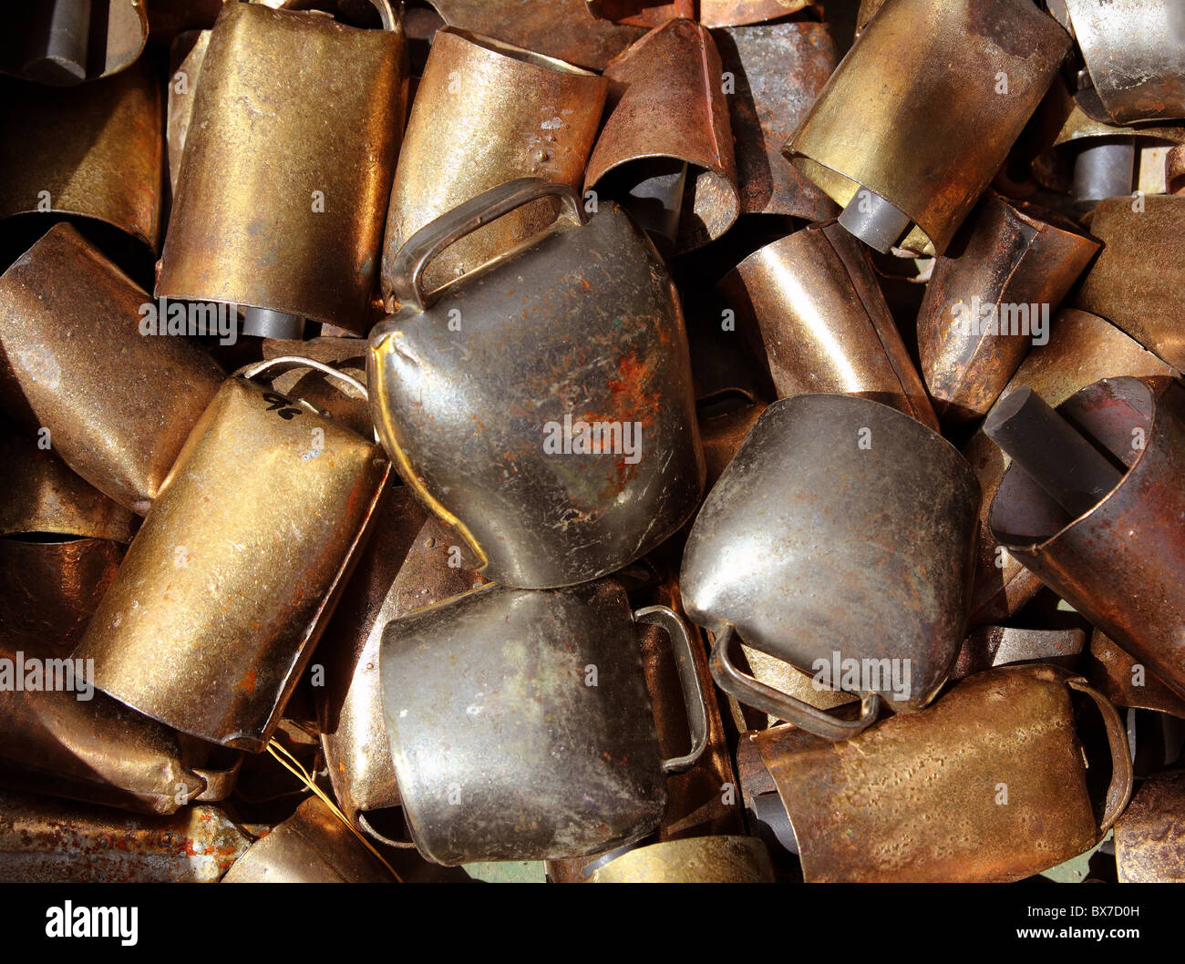 cowbell bell pattern texture in market shop golden color Stock Photo