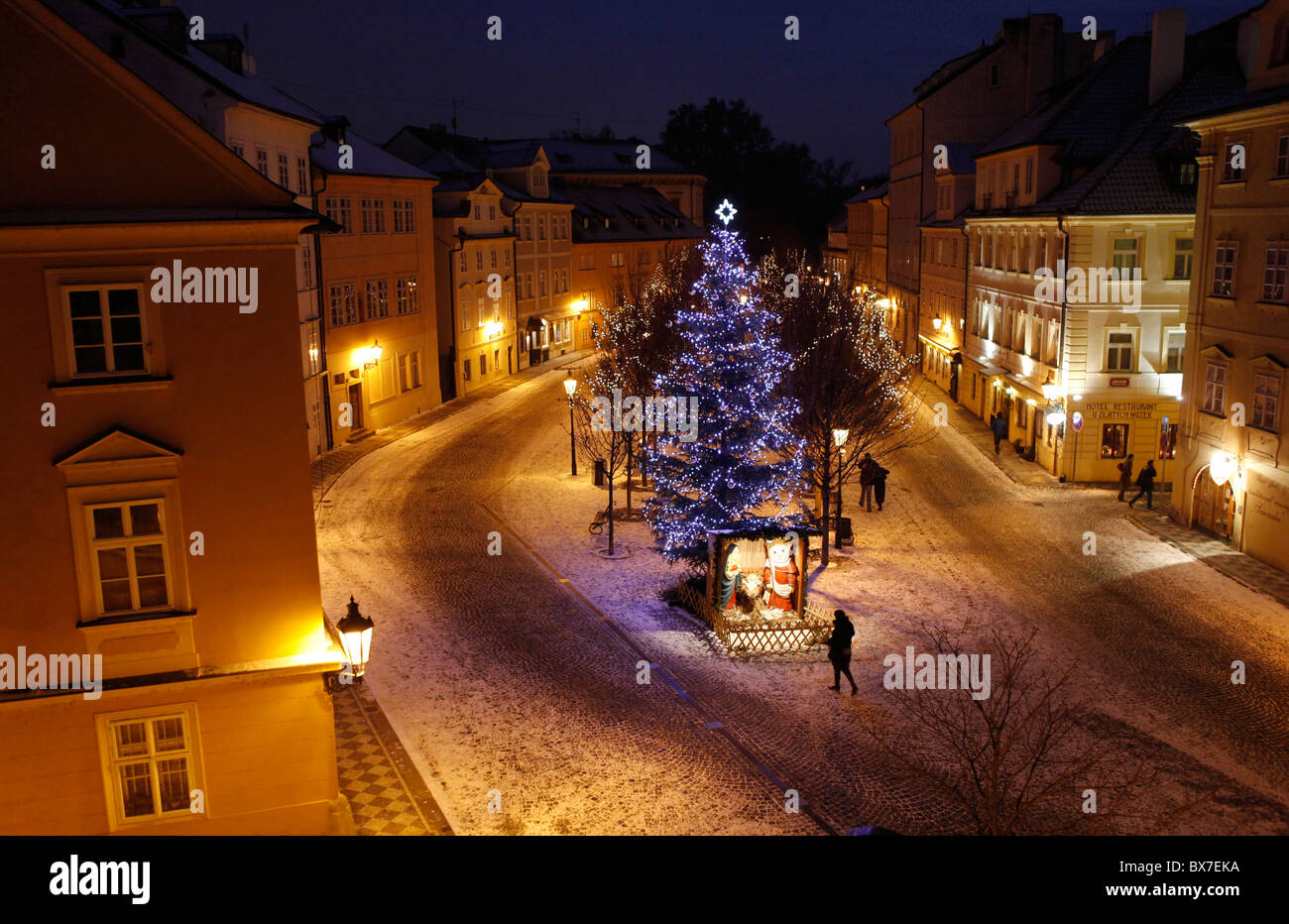 Christmas Tree Christmas Decorations Bethlehem Snow Stock Photo