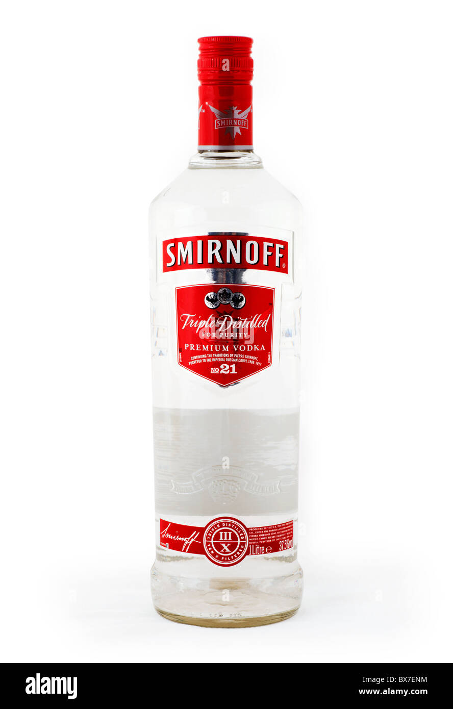 Bottle of Smirnoff premium vodka Stock Photo