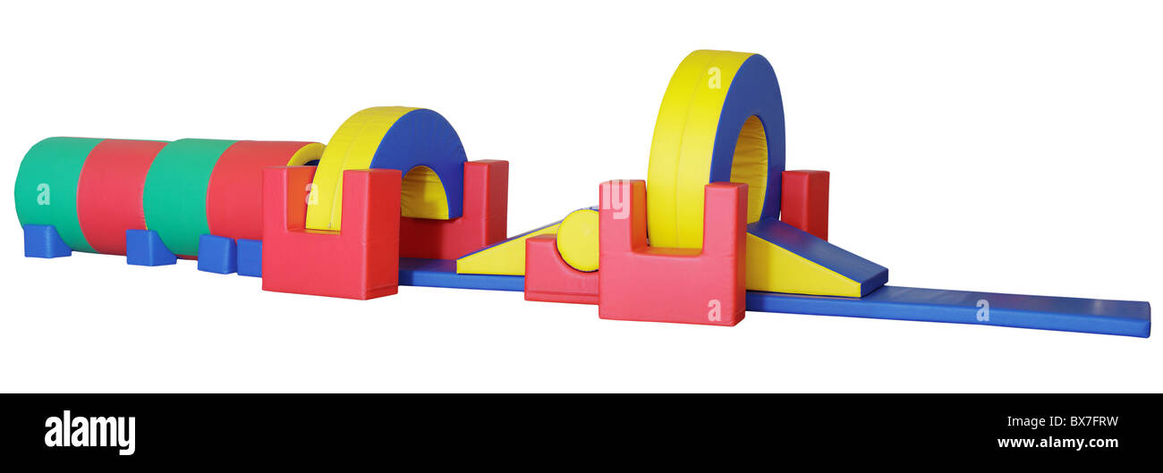 The big children's game complex - an obstacle course isolated on a white background Stock Photo
