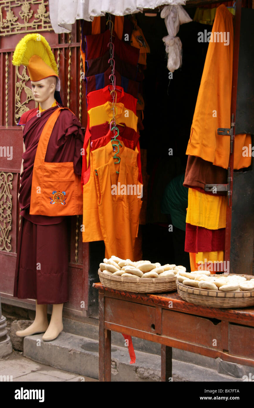 Buddhist Monk Clothing Shop at Barkhor Square Stock Photo - Alamy
