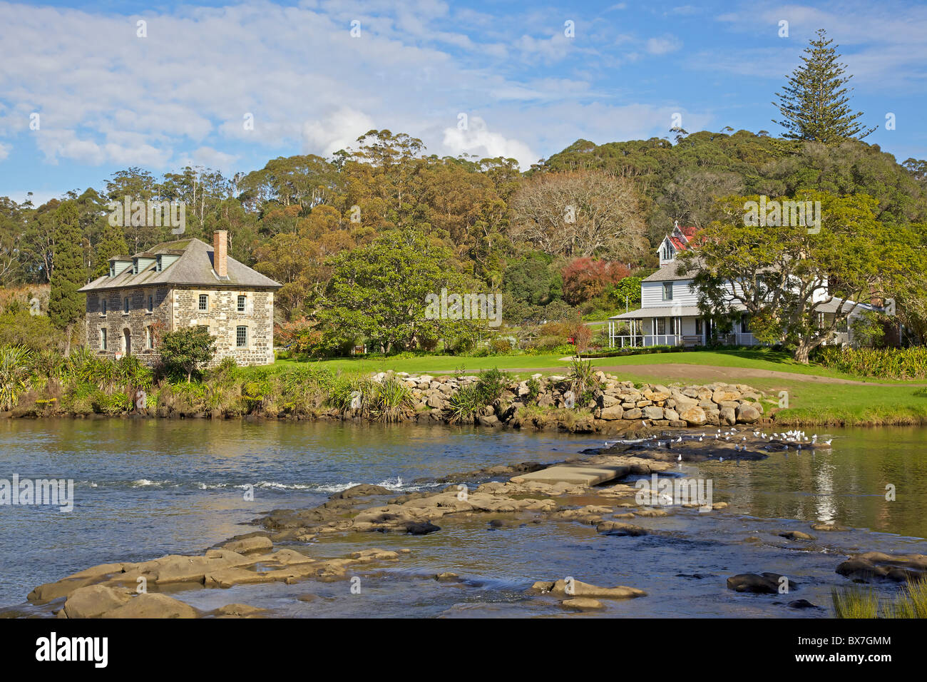 The Kerikeri Mission Station, with the Stone Store at the left and the
