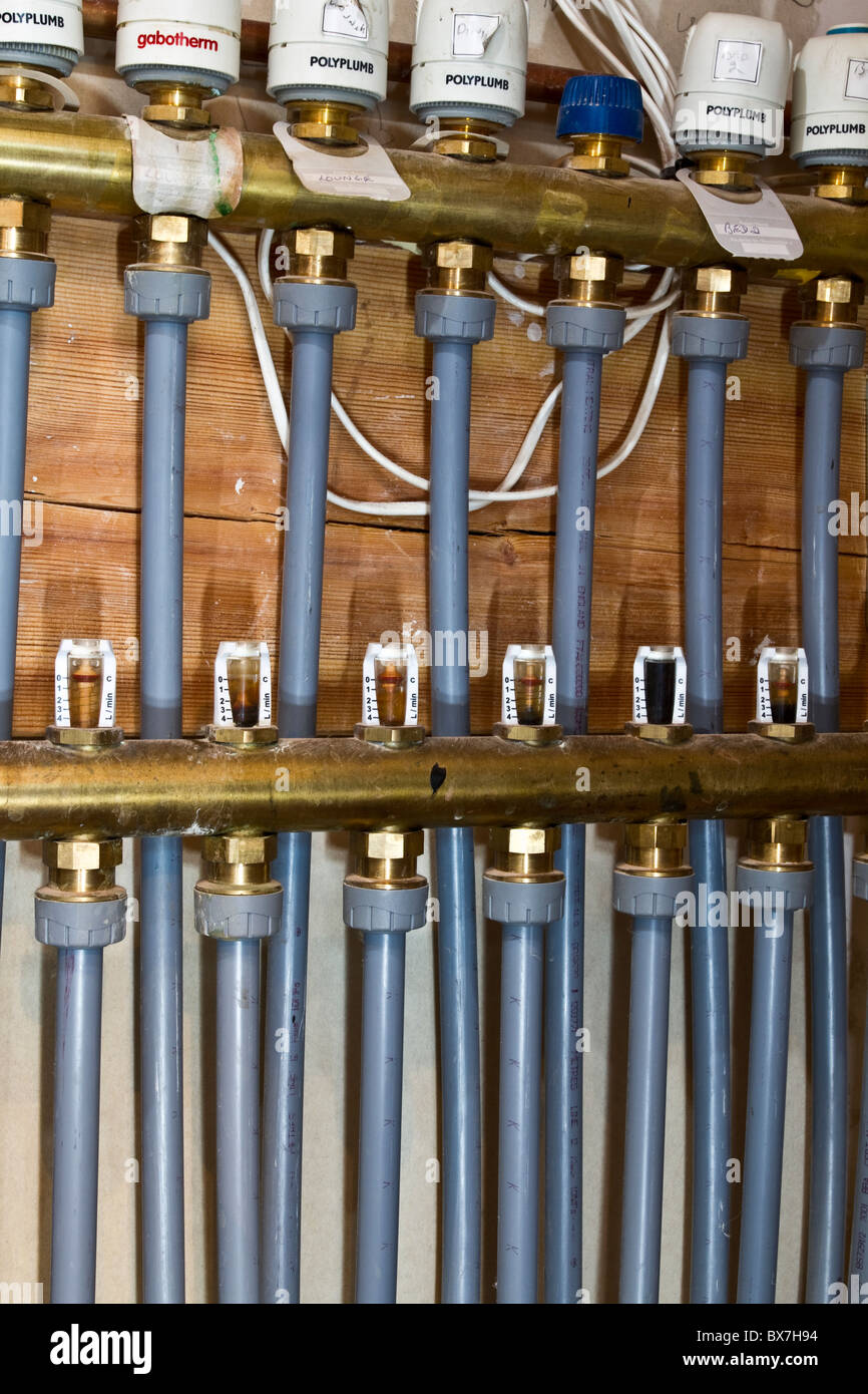 Underfloor Central Heating pipes and Control Valves New Plumbling