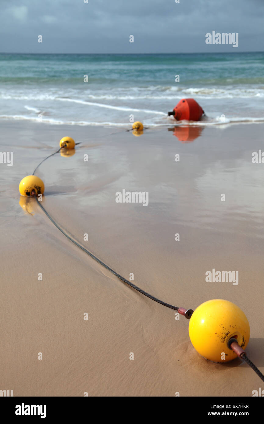 Stinger jellyfish protection net at the beach. Typical scene in Eastern Australia. Stock Photo