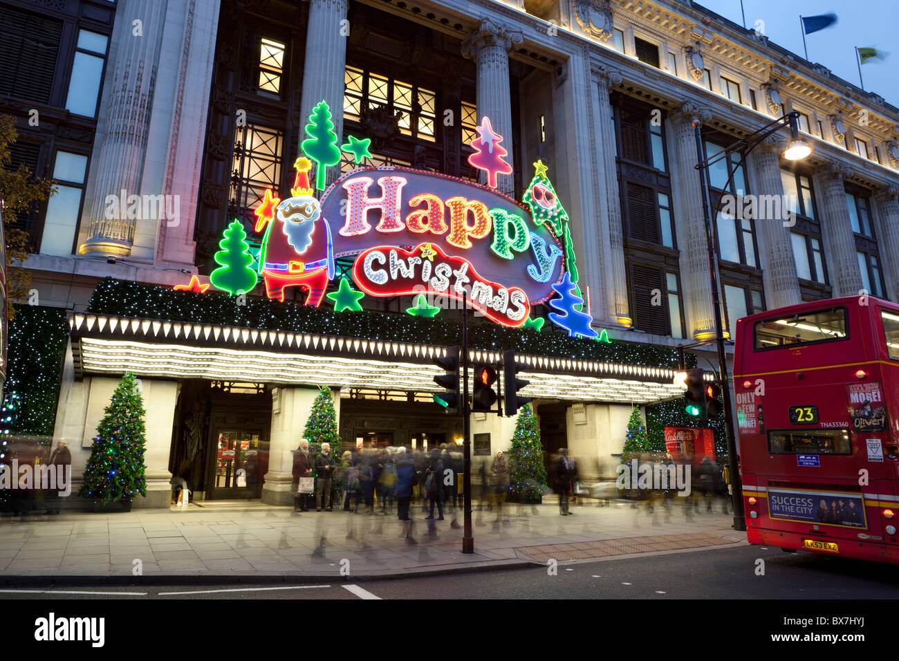 Selfridges department store on Oxford Street at Christmas (Dec 2010