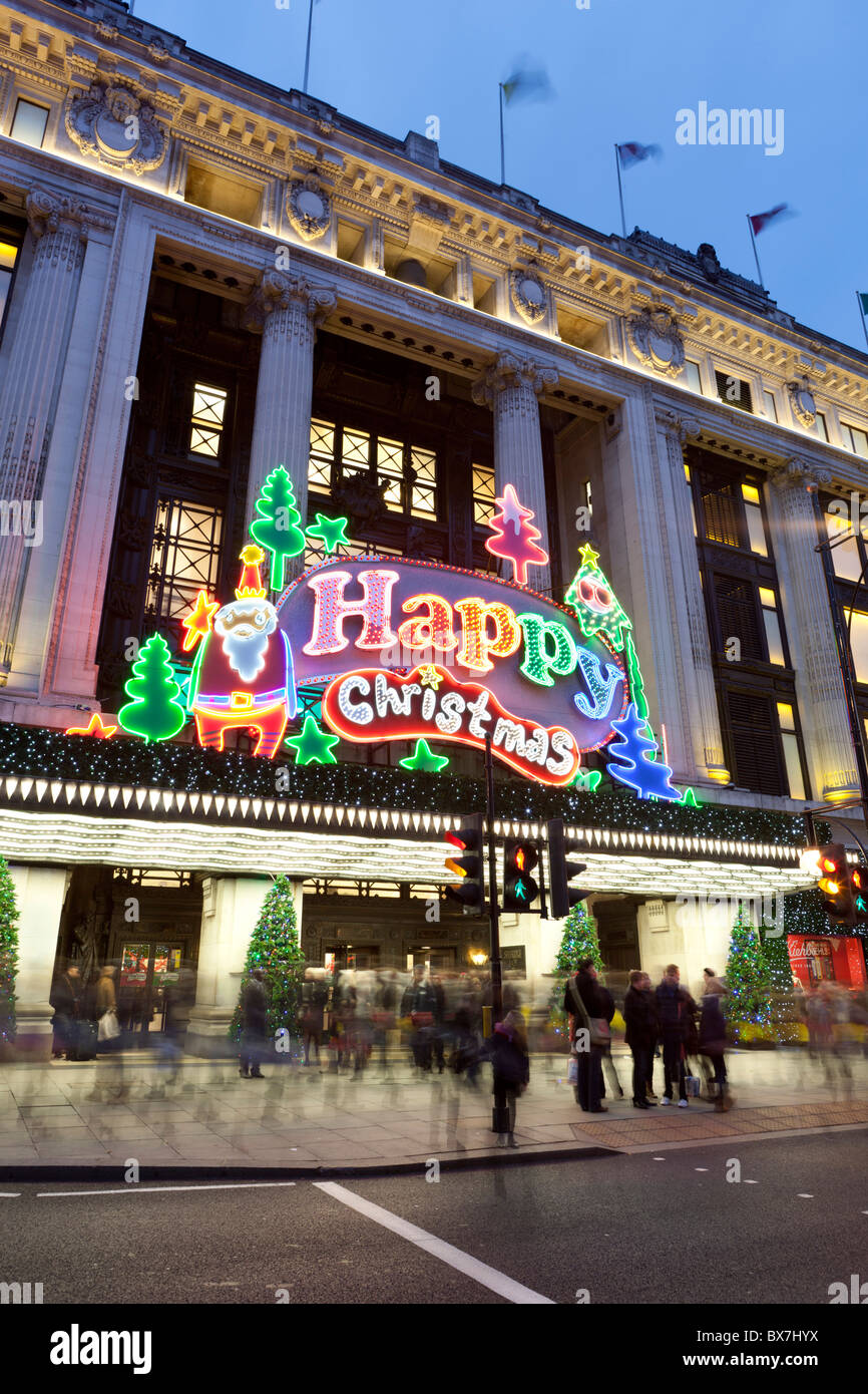 Selfridges department store on Oxford Street at Christmas (Dec 2010