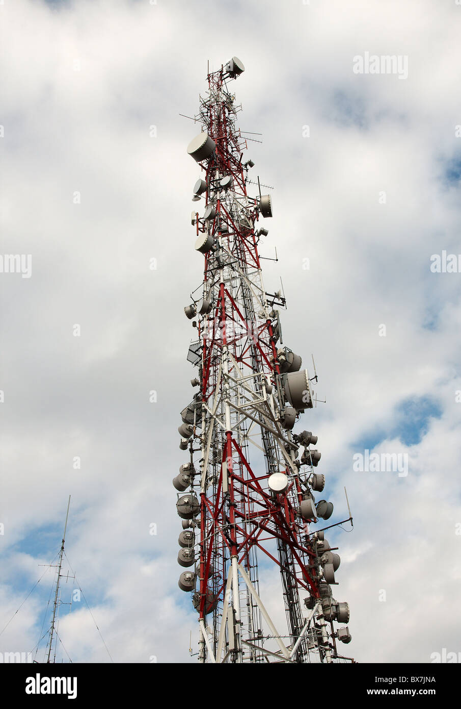 Communication transmitter tower with many receivers Stock Photo Alamy