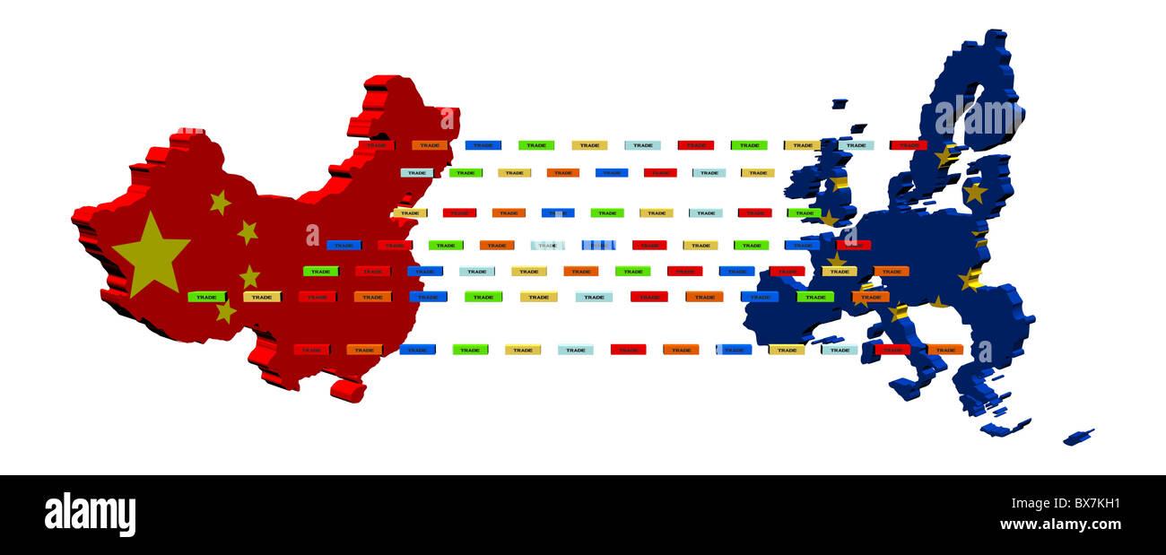 China European Union trade with export containers illustration Stock ...