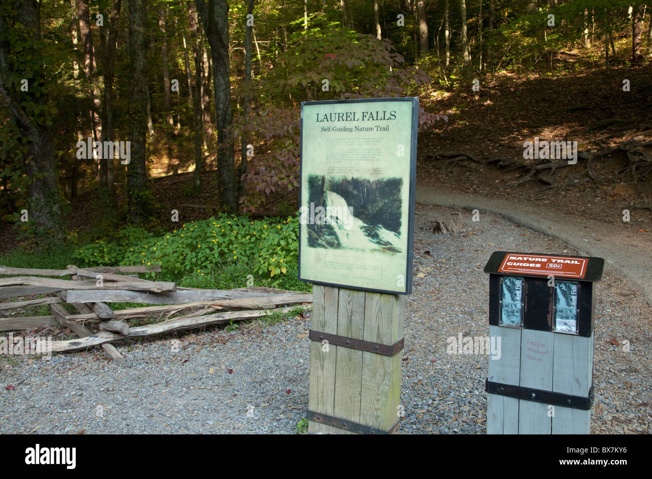 Laurel Falls Trailhead, Great Smoky Mountains National Park Stock Photo