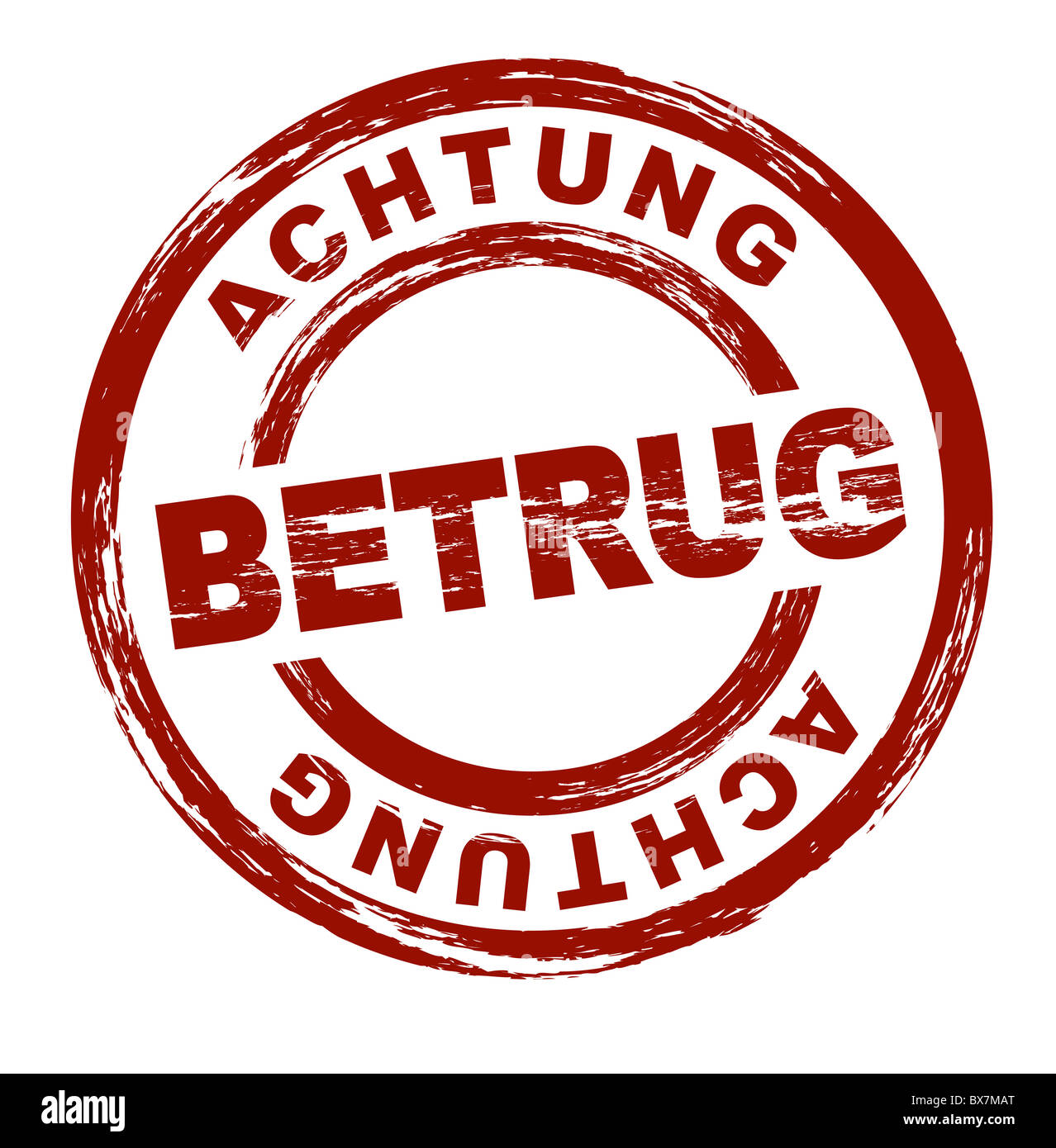 Stylized red stamp showing the german term Betrug. english fraud. All