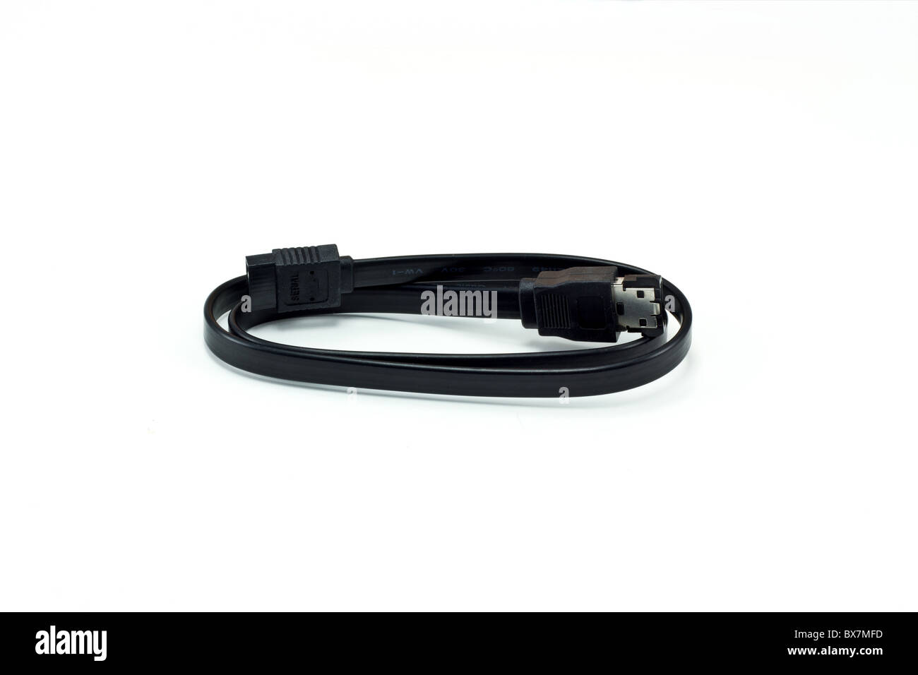 Black SATA data cable isolated on white background Stock Photo - Alamy