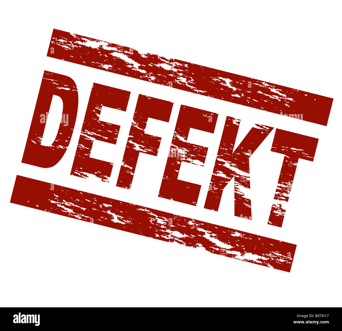 Stylized red stamp showing the german term defekt. English translation: faulty. All on white background Stock Photo