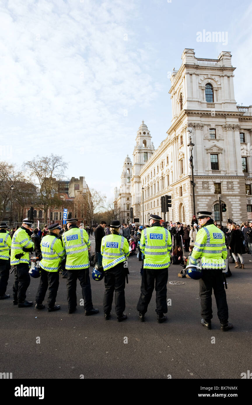 Metropolitan Police officers forming a security cordon in London. Stock Photo