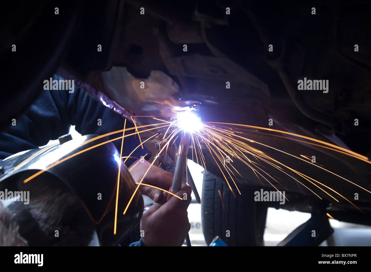 MIG Welding Car mechanic Stock Photo Alamy