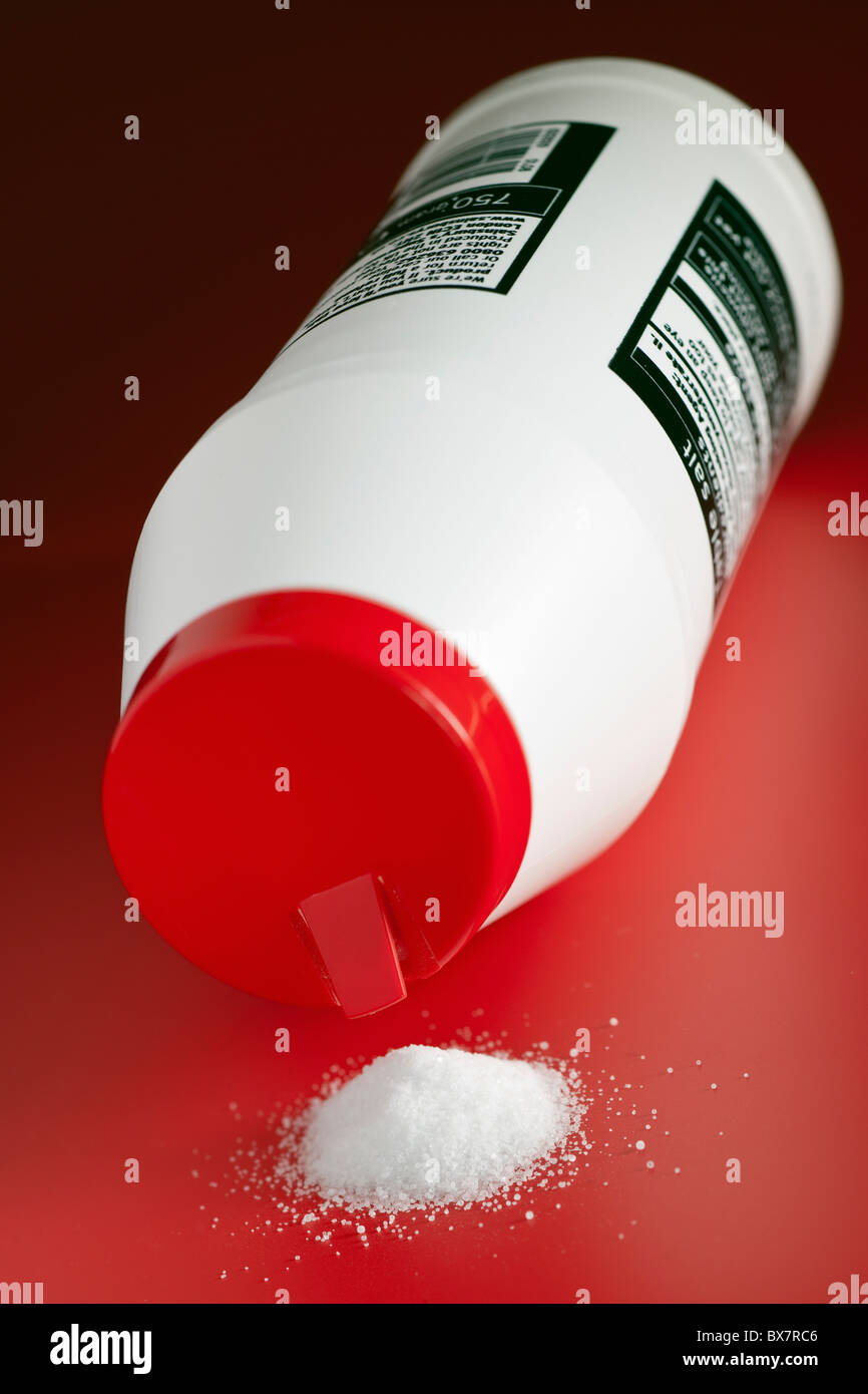 Open container of salt Stock Photo