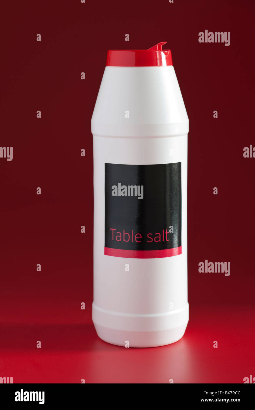 Open container of salt Stock Photo