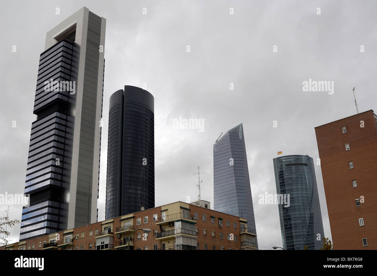 Cuatro Torres (Four Towers) in Madrid, Chamartin district Stock Photo