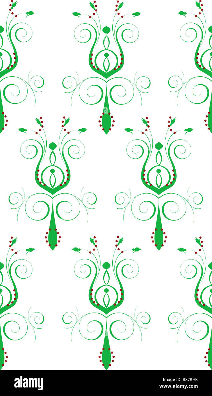 Vector Illustration of seamless background. Green White Abstract Flower ...