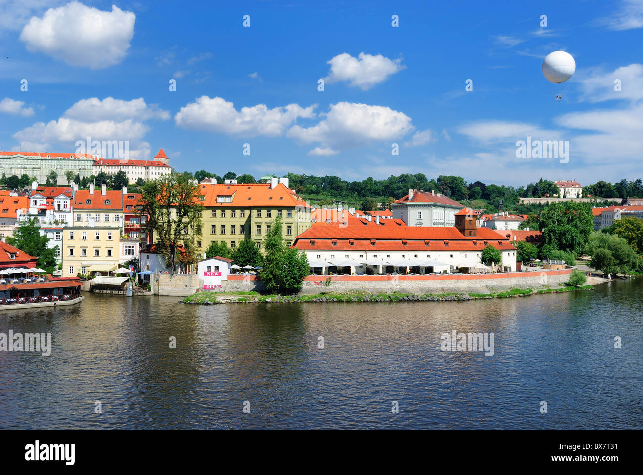 skyline of prague, czech republic from across the vltava river. Stock Photo