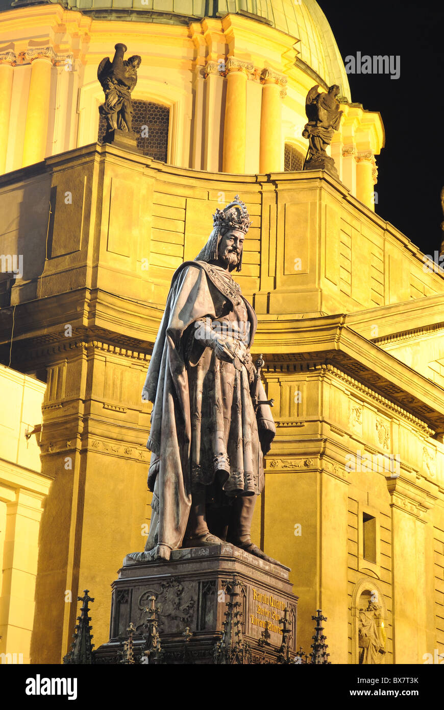 Emperor Charles IV monument in Prague, Czech Republic. Stock Photo