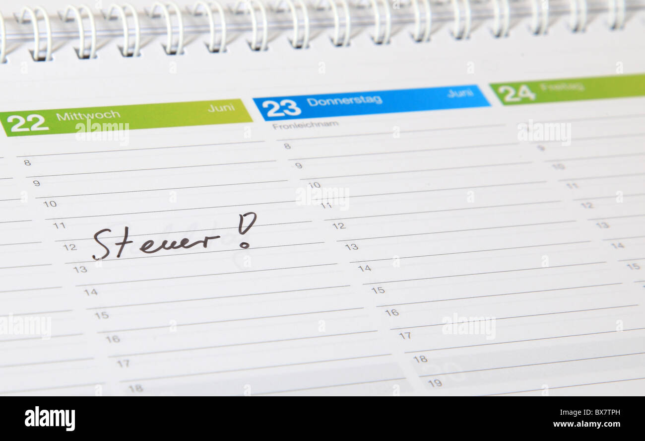 A standard schedule. The german term Steuer is marked. (english: tax) Stock Photo