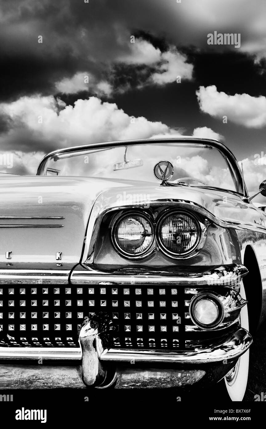 1958 Buick special. Buick 2 door special convertible. Classic American fifties car. Monochrome Stock Photo
