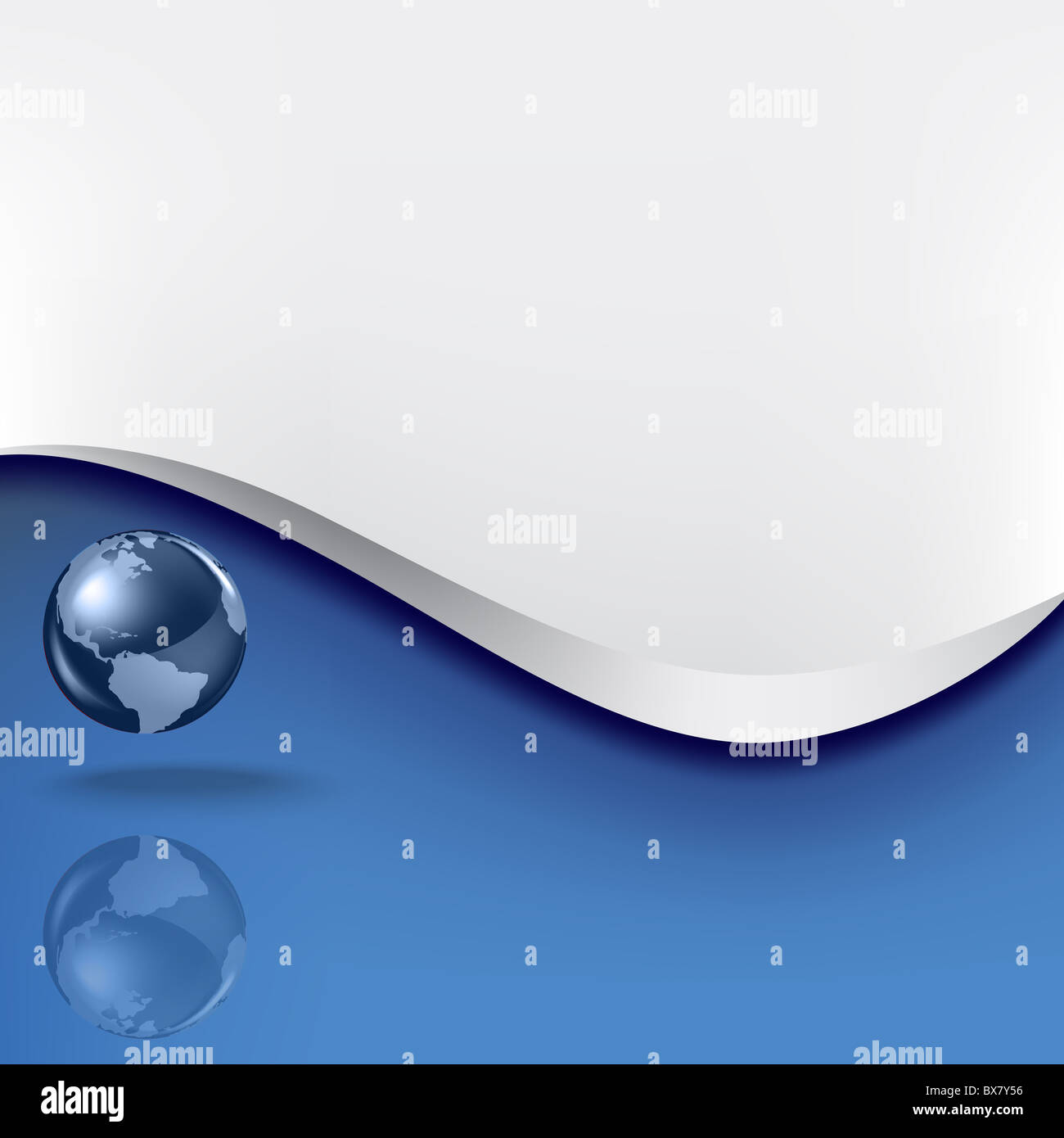 Abstract white background with globe on blue Stock Photo - Alamy