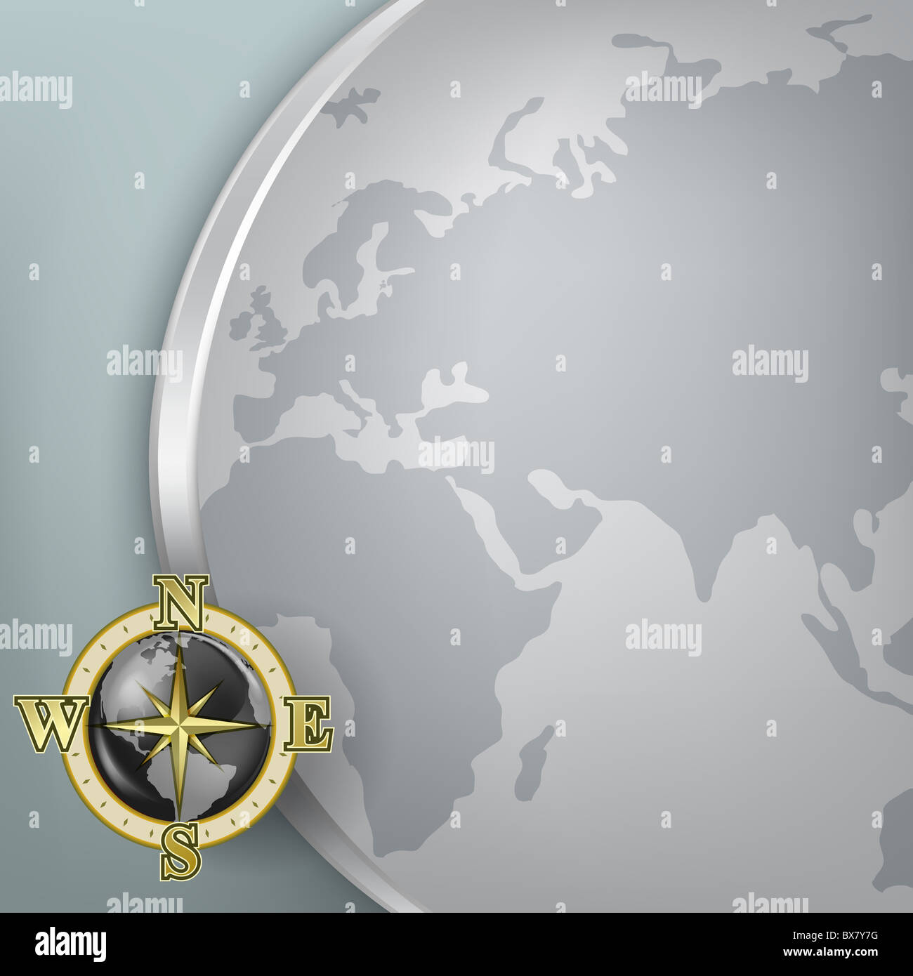 Abstract background with globe and gold compass Stock Photo - Alamy