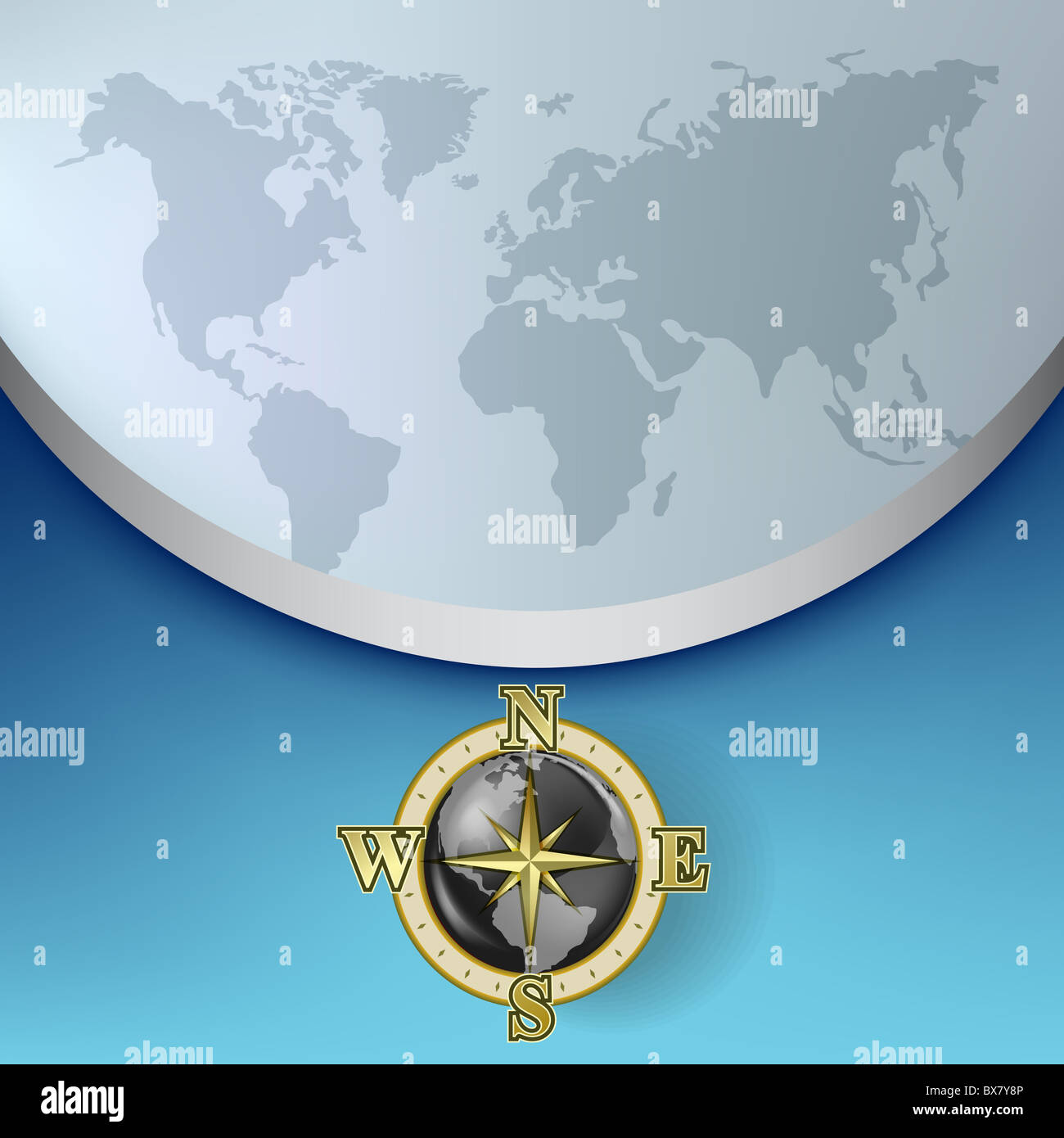 Abstract business background with earth map and gold compass Stock ...