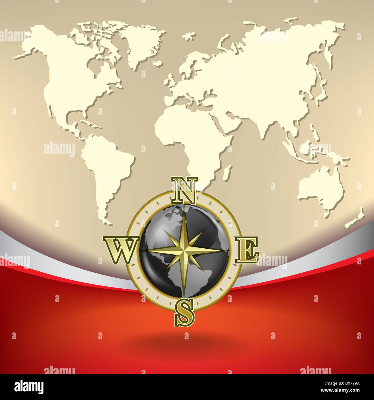Abstract business background with map and gold compass Stock Photo - Alamy