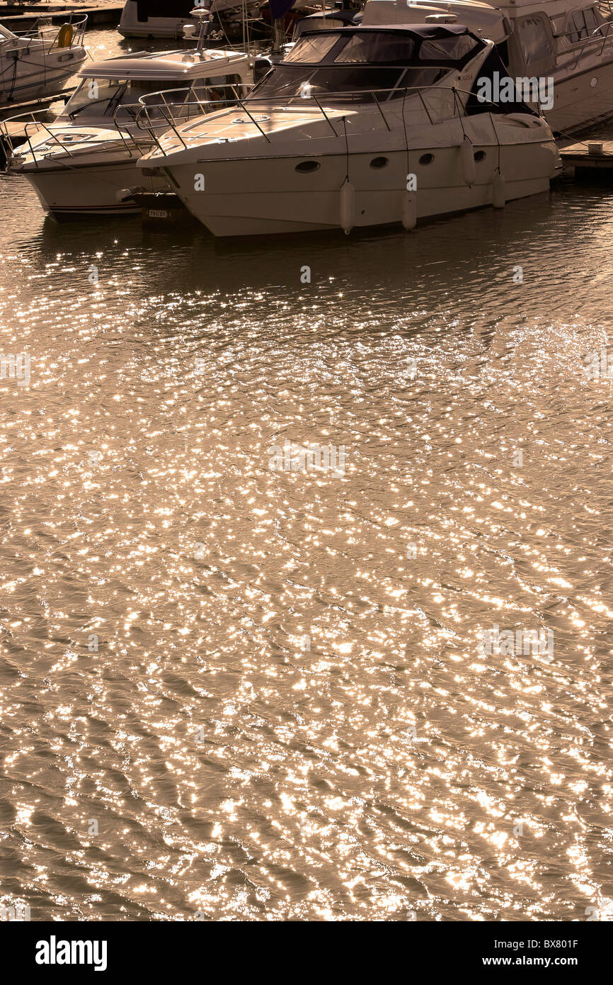 Boats at moorings in Southampton Harbour UK Stock Photo Alamy