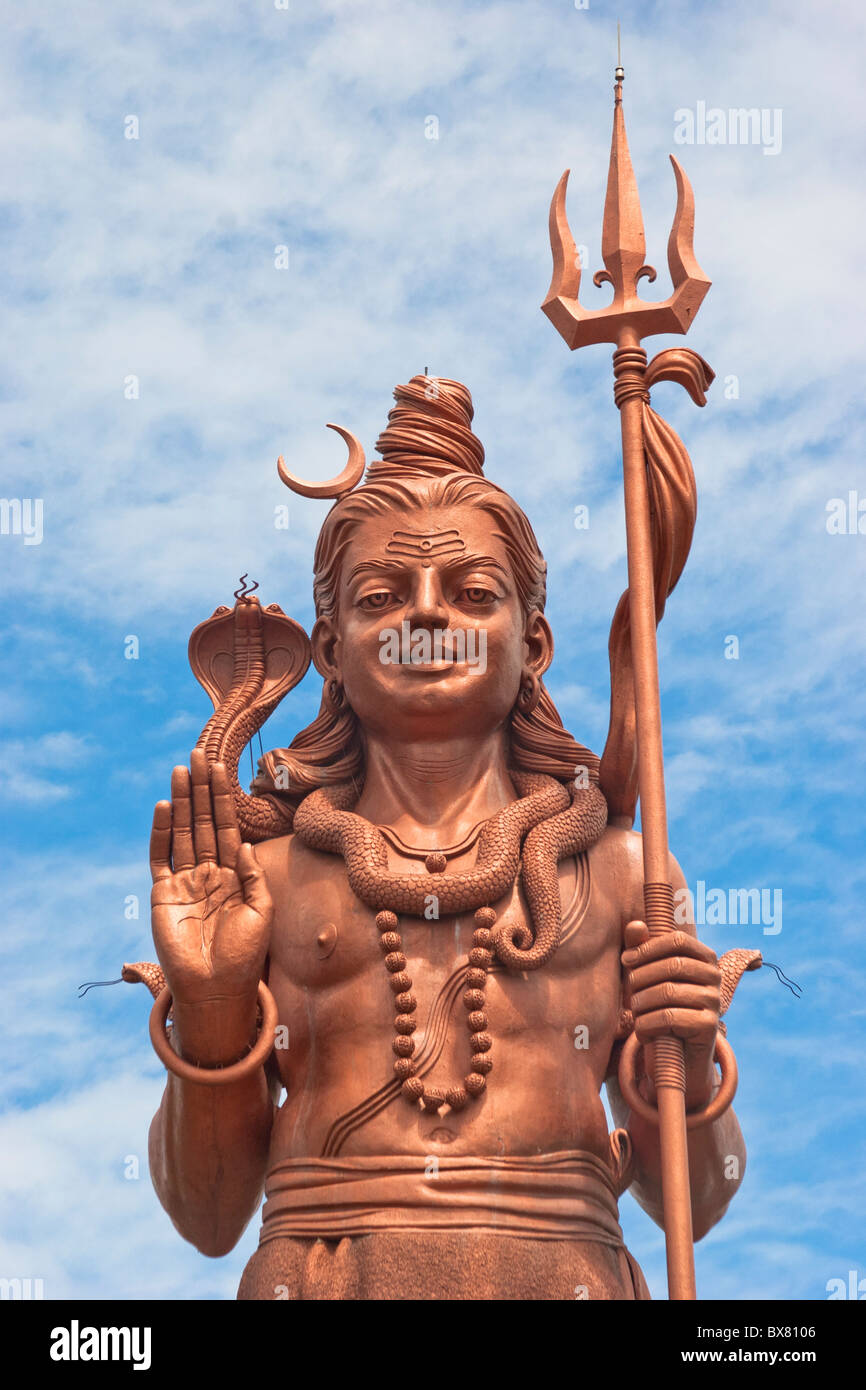 Giant statue of Hindu deity Shiva at Grand Bassin Mauritius Africa