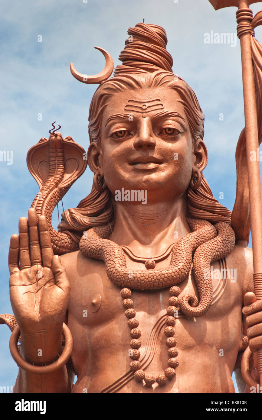 Giant statue of Hindu deity Shiva at Grand Bassin Mauritius Africa