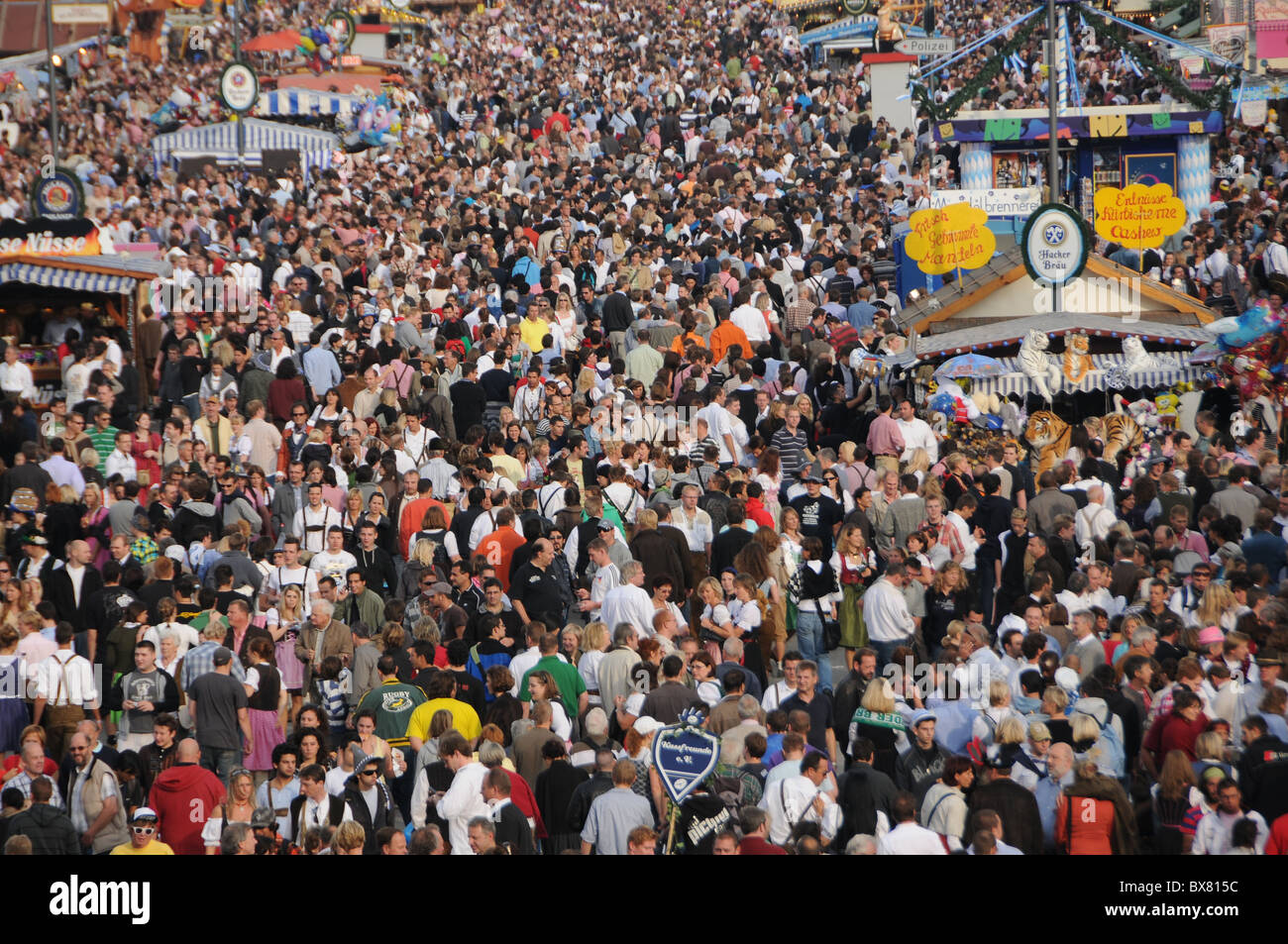 Visitors crowd at the Oktoberfest in Munich Stock Photo