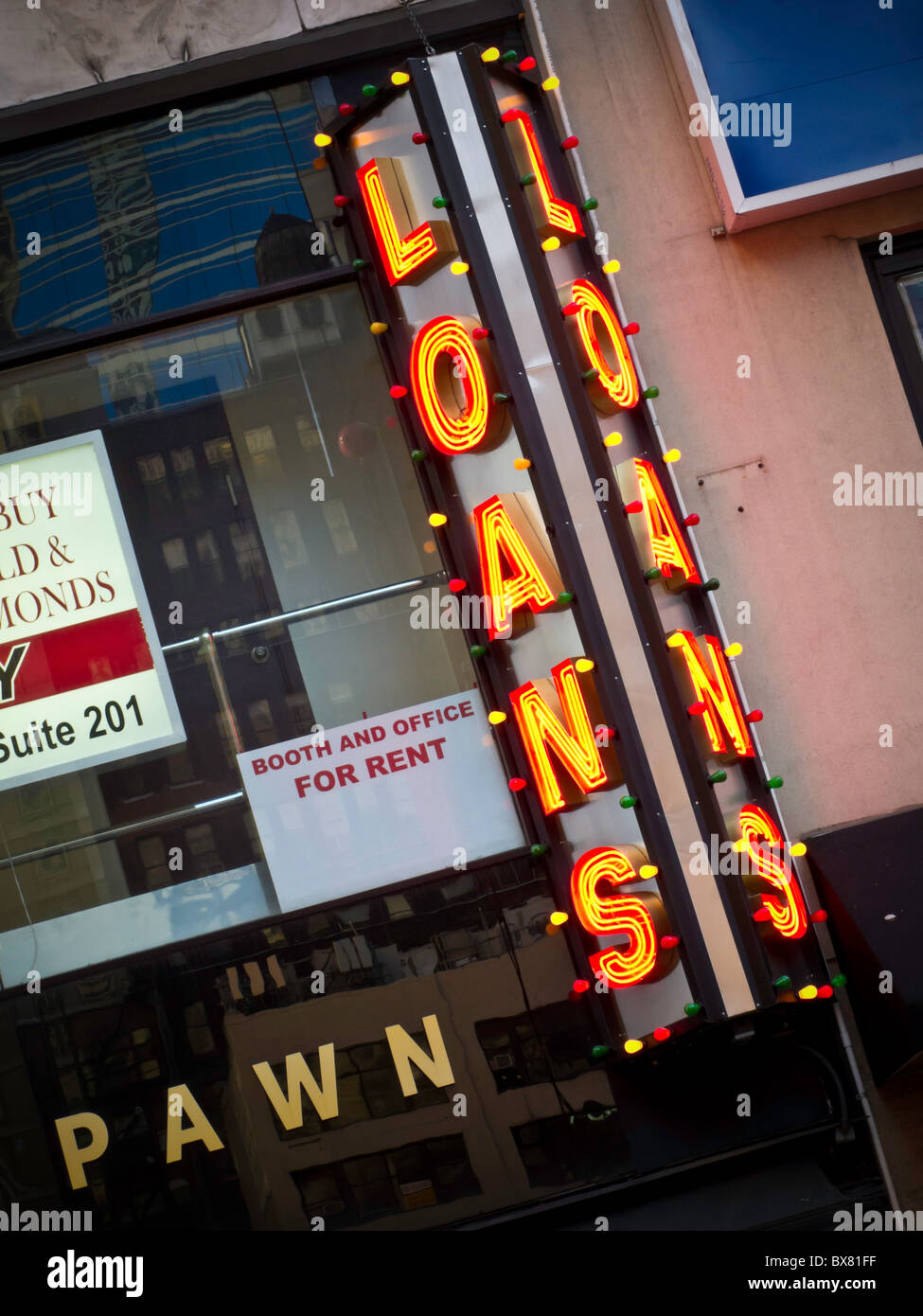 Pawn Shop and Loans Sign, NYC, USA Stock Photo