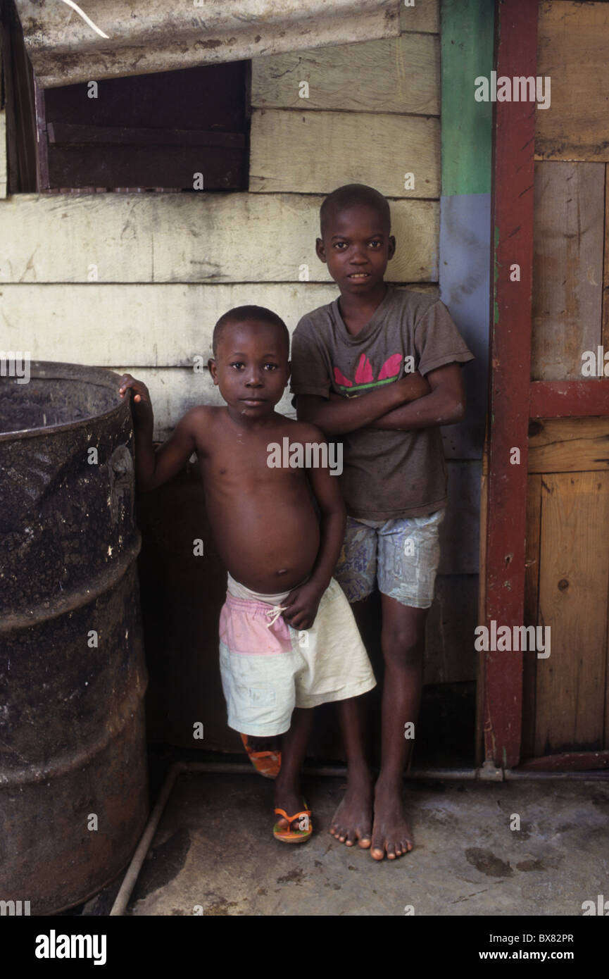 Children in slums in  MALABO  Bioko Island - Northern region . EQUATORIAL GUINEA Stock Photo