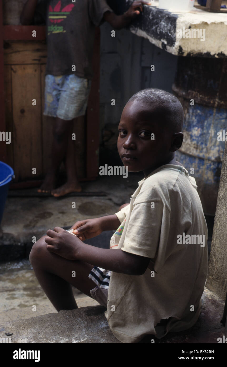 Children in slums in MALABO  Bioko Island - Northern region . EQUATORIAL GUINEA Stock Photo