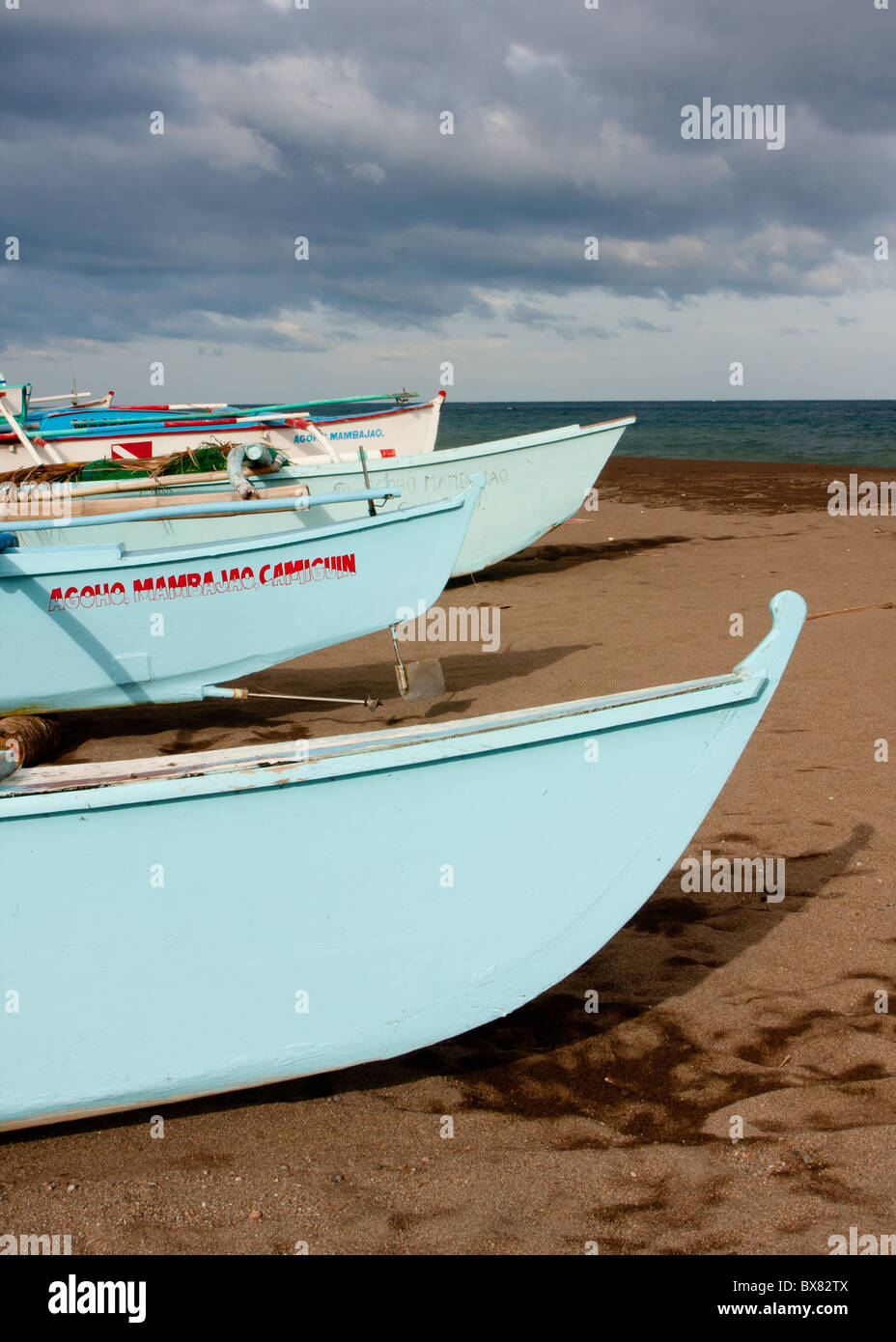 Bows of boats lined up along the shore Stock Photo Alamy