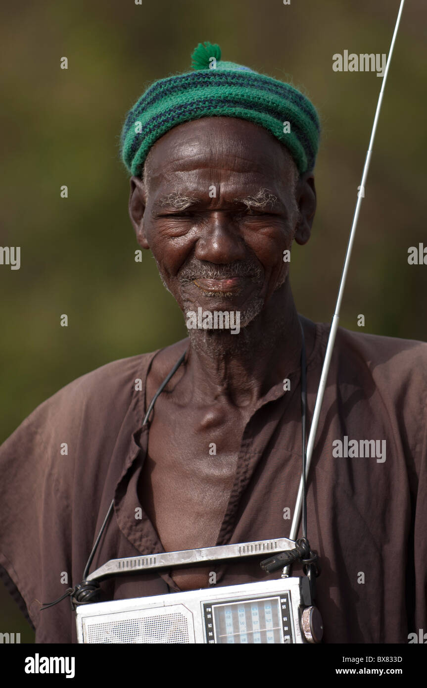 African senior with a transistor radio around his neck. Mali, West Africa  Stock Photo - Alamy